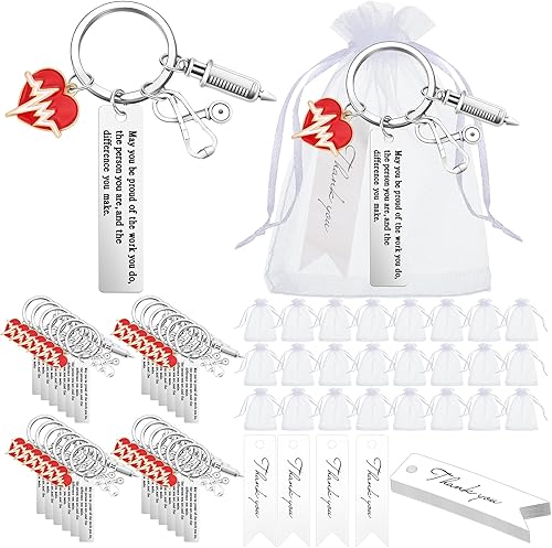 Sureio Juego de 24 regalos para enfermeras, llaveros para enfermeras, regalo de semana de enfermería, regalos de agradecimiento para estudiantes con