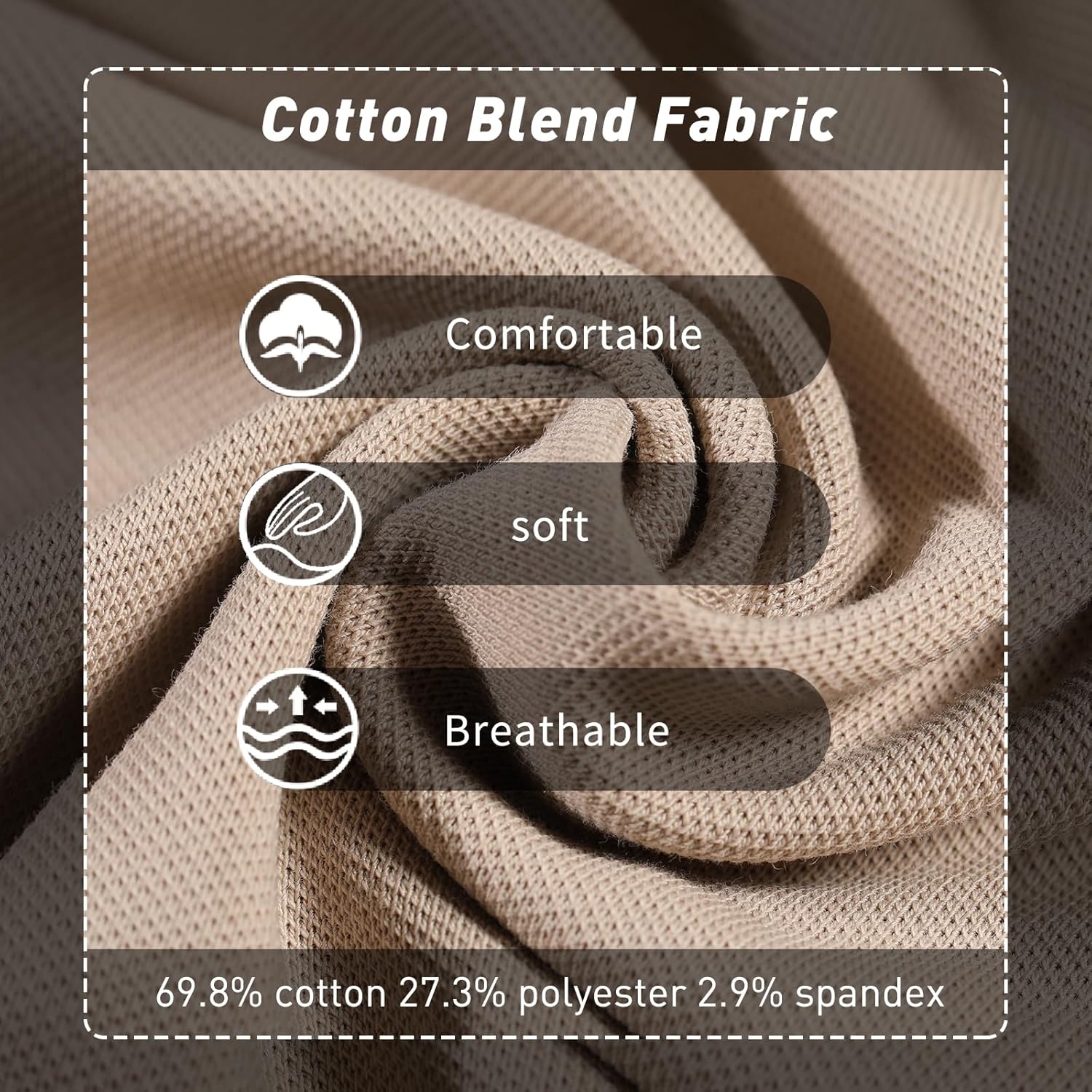 Men's Polo Shirts for Men Short Sleeve Striped Pique Cotton Polo Shirt Business Casual Layering Top Khaki - Image 6