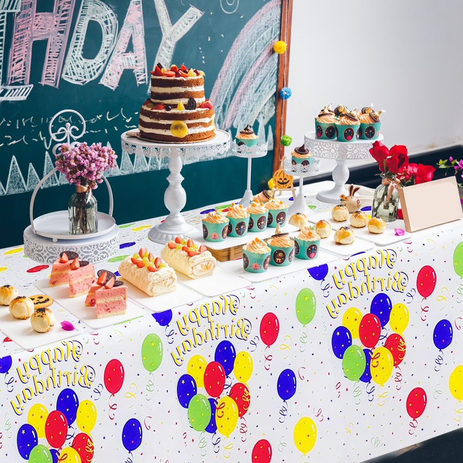 Lolaniut Geburtstag Tischdecke 137x274 Cm Bunt Mit Happy Birthday – Wiederverwendbar, Abwaschbar & Reißfest Für Kindergeburtstag & Party