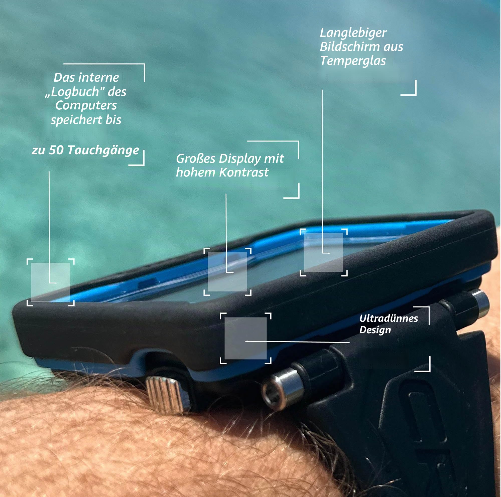 CRESSI Raffaello Diving Computer - Tauchcomputer Unisex mit Großem Rechteckigem Bildschirm mit Hohem Kontrast für Maximale Lesbarkeit der Daten, Einheitsgröße