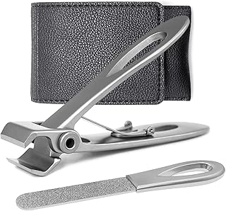 Straight Nail Clippers for Men Heavy Duty Toenail Clippers for Seniors Thick Toenails, Wide Jaw Opening Large Ultra Sharp Fingernail Cutter, Stainless Steel (Flat Edge-S)