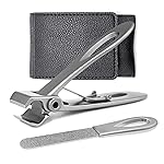 VOGARB Straight Nail Clippers for Men Heavy Duty Toenail Clippers for Seniors Thick Toenails, Wide Jaw Opening Large Ultra Sharp Fingernail Cutter, Stainless Steel (Flat Edge-S)