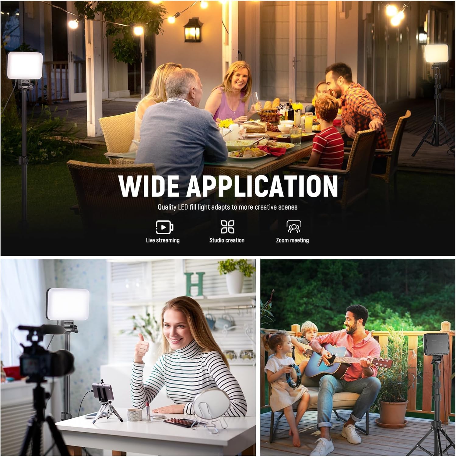 NEEWER Basic Kit di Illuminazione a Pannello Luce Foto LED, 2pz Luci da Studio Portatili Dimmerabili Bicolore con Stativi e Filtri, 3200K~5600K CRI95 750lux per Fotografia Video Streaming Live, BP66