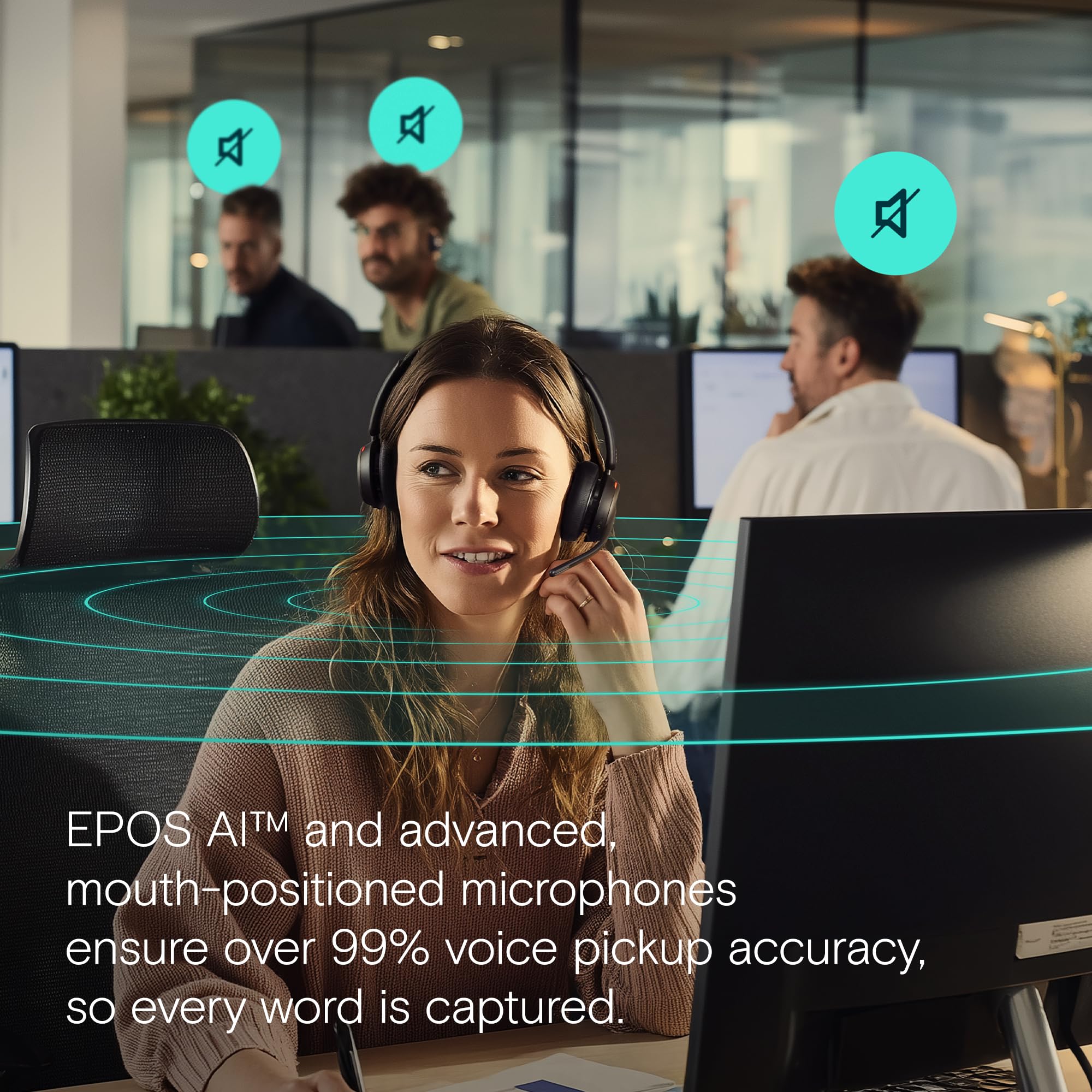 EPOS Impact 1000 MS UC ANC bezprzewodowy zestaw słuchawkowy Bluetooth z adapterem USB-C + USB-A do komputerów PC i Mac – biznesowy zestaw słuchawkowy z adaptacyjnym ANC i redukcją szumów AI
