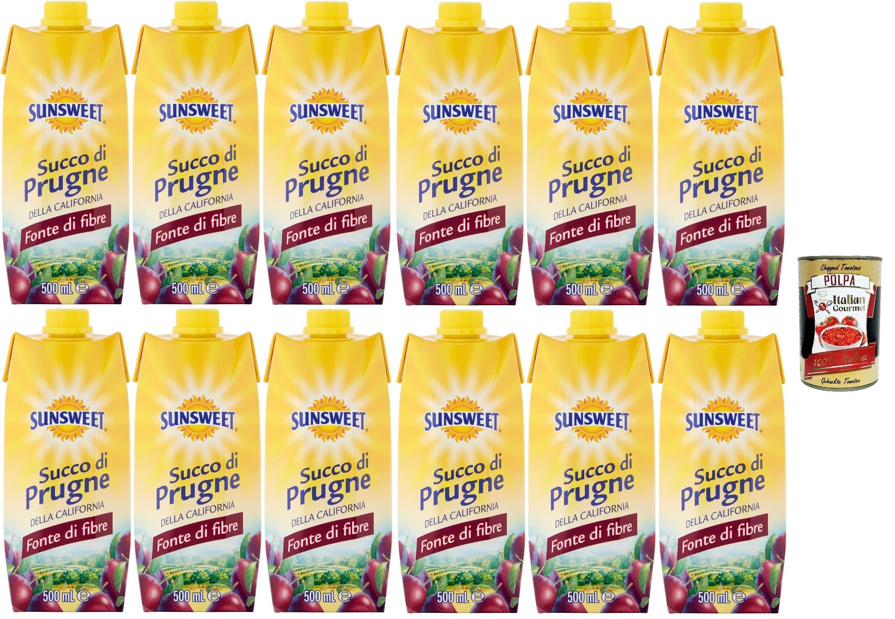 12x Sunsweet California Prune Juice, 500 ml + Italian gourmet polpa 400g