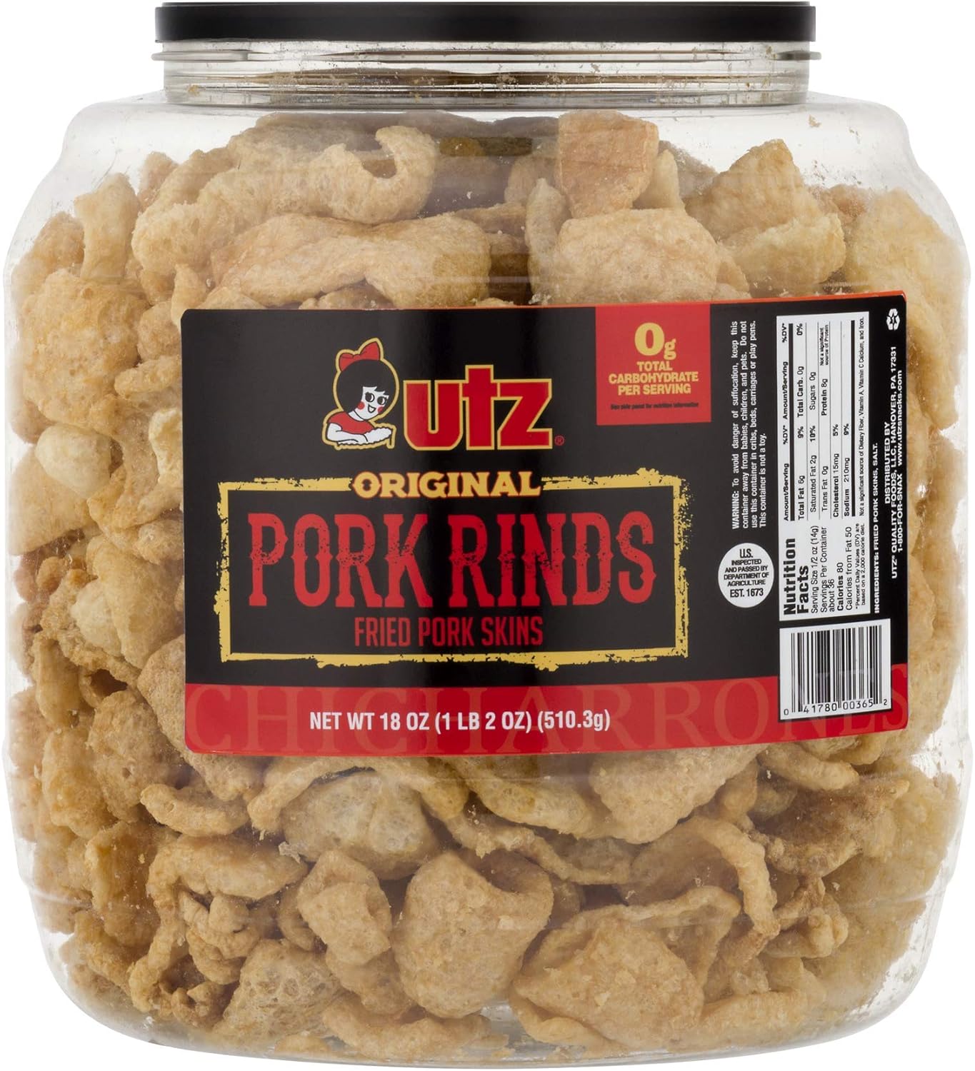 Utz Pork Rinds, 18 oz Barrel Amazon.ca Grocery & Gourmet Food