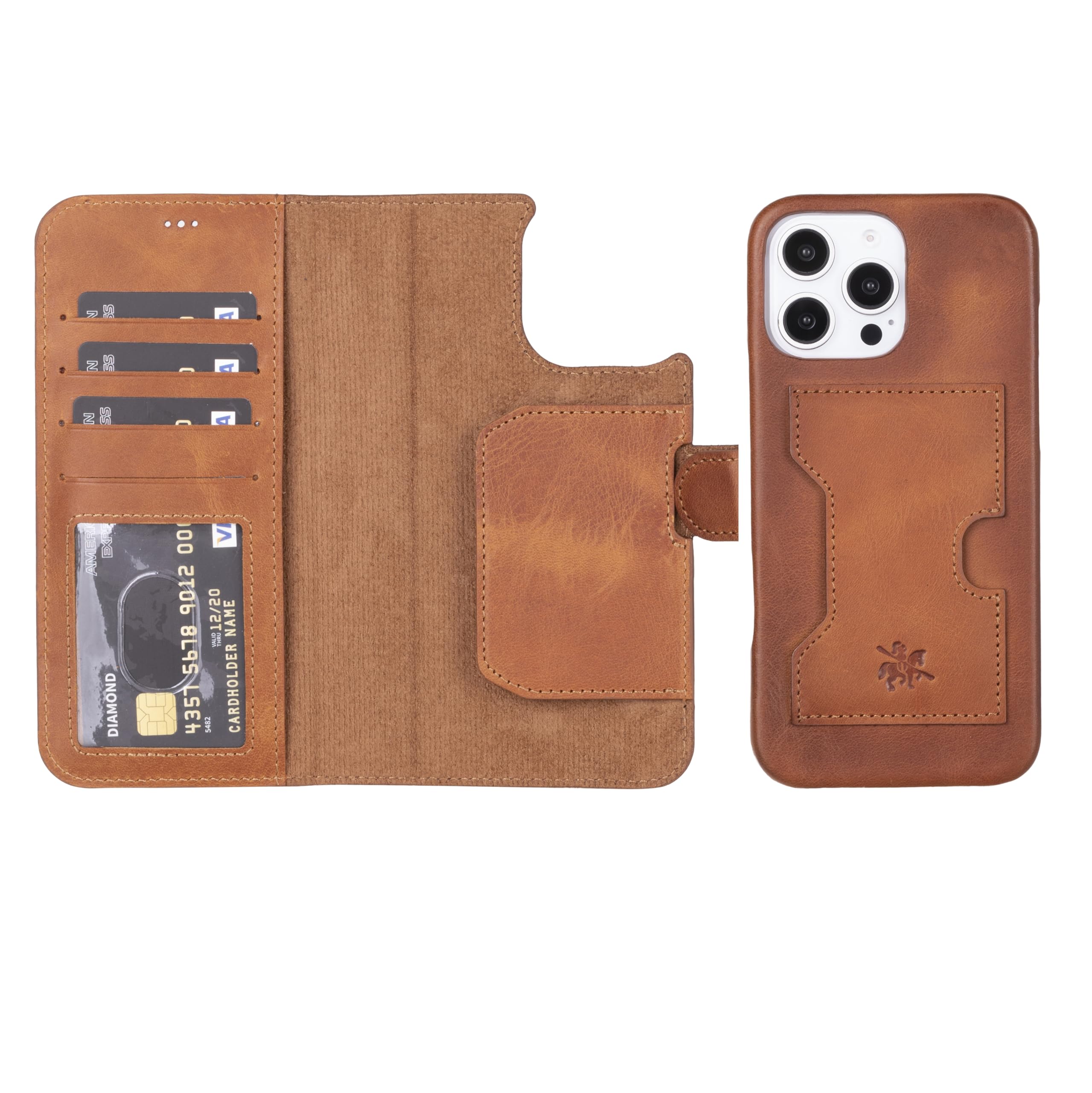 luxury handcrafted premium leather wallet case for iphone 16 pro max