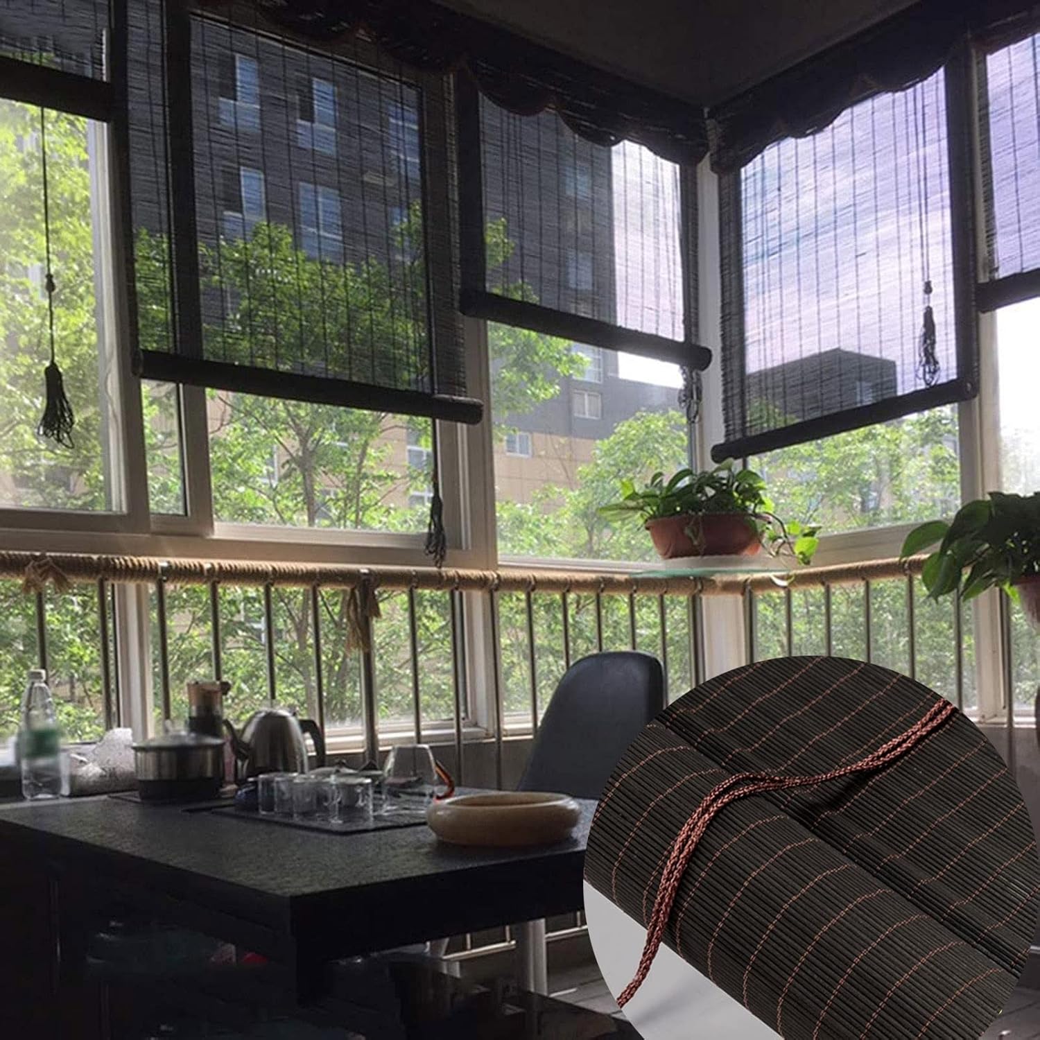 竹すだれ 目隠し 和風 和室 竹ロールスクリーン、天然 簾 竹製スクリーン、屋外 竹スクリーン 室内 竹ブラインド、客間と寝室の窓用