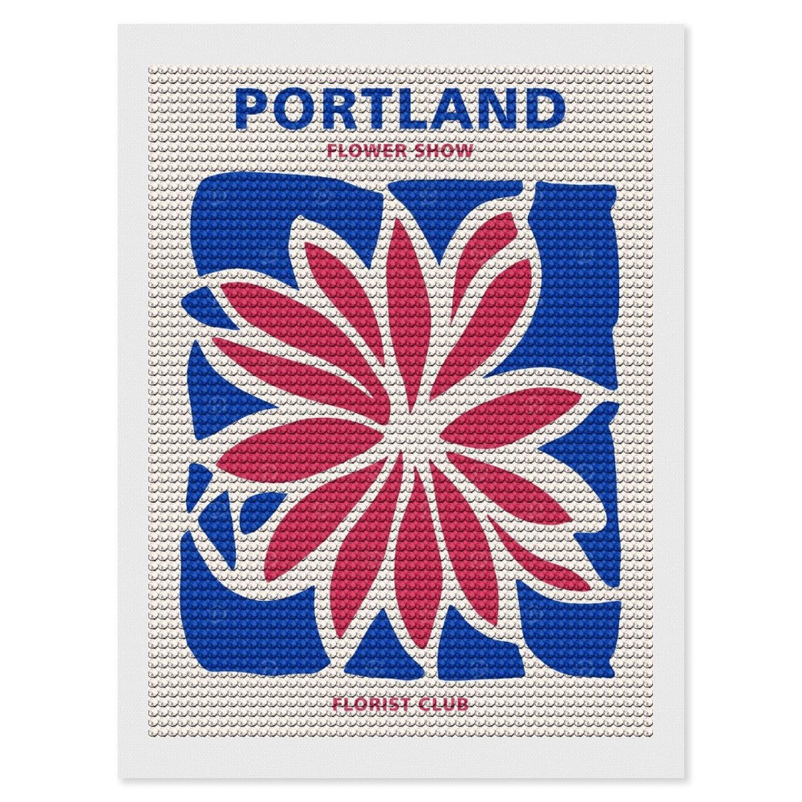 Junmoney Portland Florist Club Diamond Art Kit 12"x16", Neat Printed Canvas, Finish and Display, Relaxing DIY Hobby, Living Room Decor