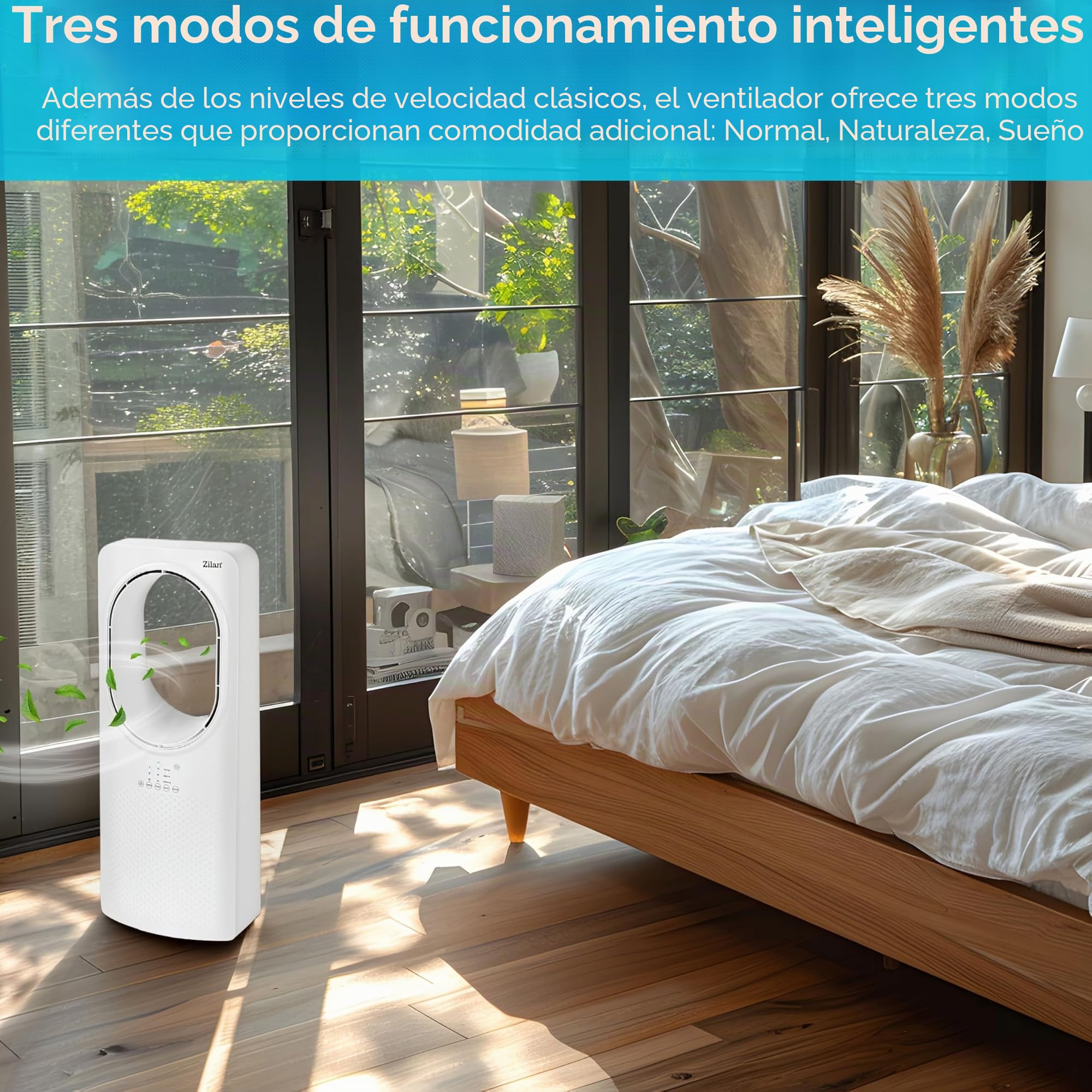 Zilan Ventilador torre con mando a distancia - Diseño - Ahorro de energía - Silenciador - Oscilante - Ventilador de suelo con refrigeración - Torre - Aire acondicionado móvil