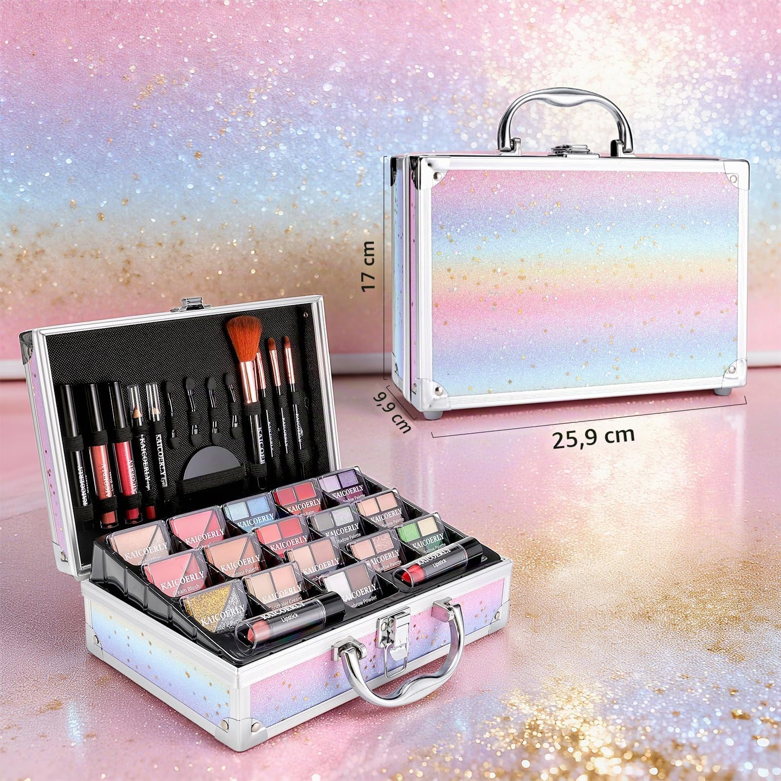 Makeup Kit for Women Girls, Fashionable Make Up Present Set for Beginners Professionals Traveler with Case, Makeup Essential with Eyeshadow Palette, Lip Gloss, Mascara,Foundation Face Primer(Rainbow)