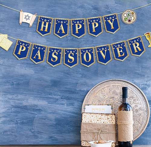 Miniatura 4 de Guirnalda de banderines de Pascua para Pascua, decoraciones de fiesta para Pascua, Seder, judío, Hanukkah, decoración del hogar