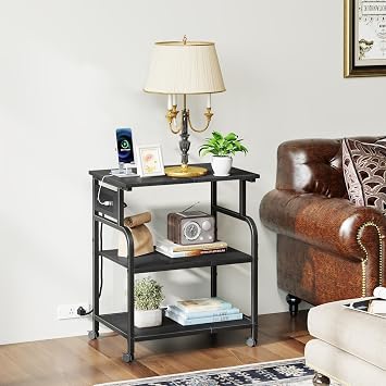 YAOHUOO 3 Tier Large Printer Stand with Power Outlet/Adjustable Shelf