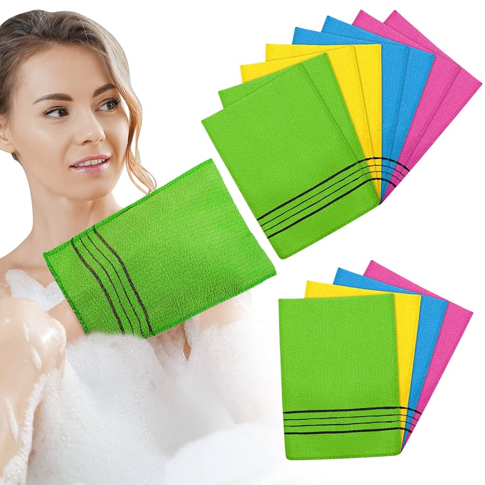 Pack of 12 Korean Exfoliating Gloves for Body Scrub, Italy Towel,  Exfoliating Washcloth, Korean Exfoliating Cloth, Bath Body Exfoliating Bath  Towels for Shower (Yellow, Green, Blue, Pink, L) : Amazon.de: Beauty