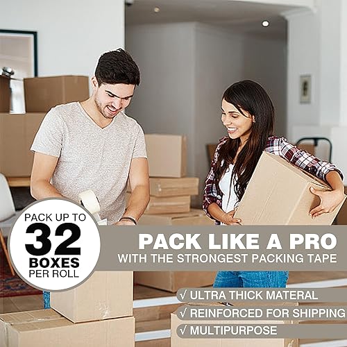 Miniatura 3 de Cinta de embalaje transparente resistente, 3 pulgadas x 110 yardas por rollo, cinta de embalaje de cartón ancha para sellar mudanzas, almacenamiento