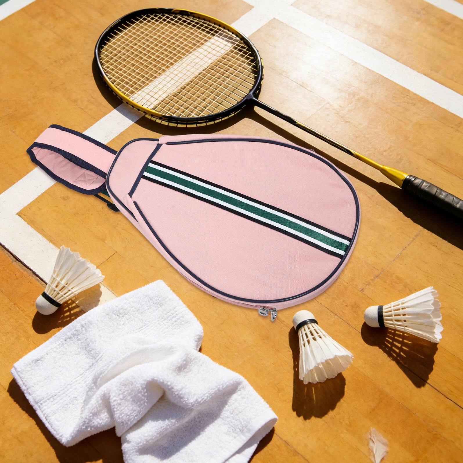 PRETYZOOM Borsa Porta Racchetta da Badminton a Tracolla Rosa Tasche Multiple, Fodera Protettiva e Tracolla Regolabile per Trasporto Comodo Attrezzatura Sportiva Outdoor