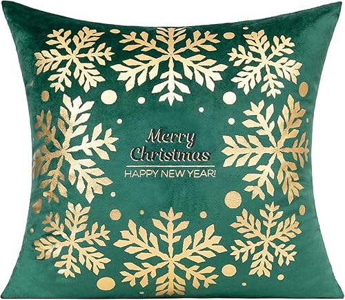 Miniatura 3 de All Smiles Juego de 4 fundas de almohada decorativas de Navidad de 16 x 16 pulgadas, adornos de invierno para interiores y Navidad, cojín de