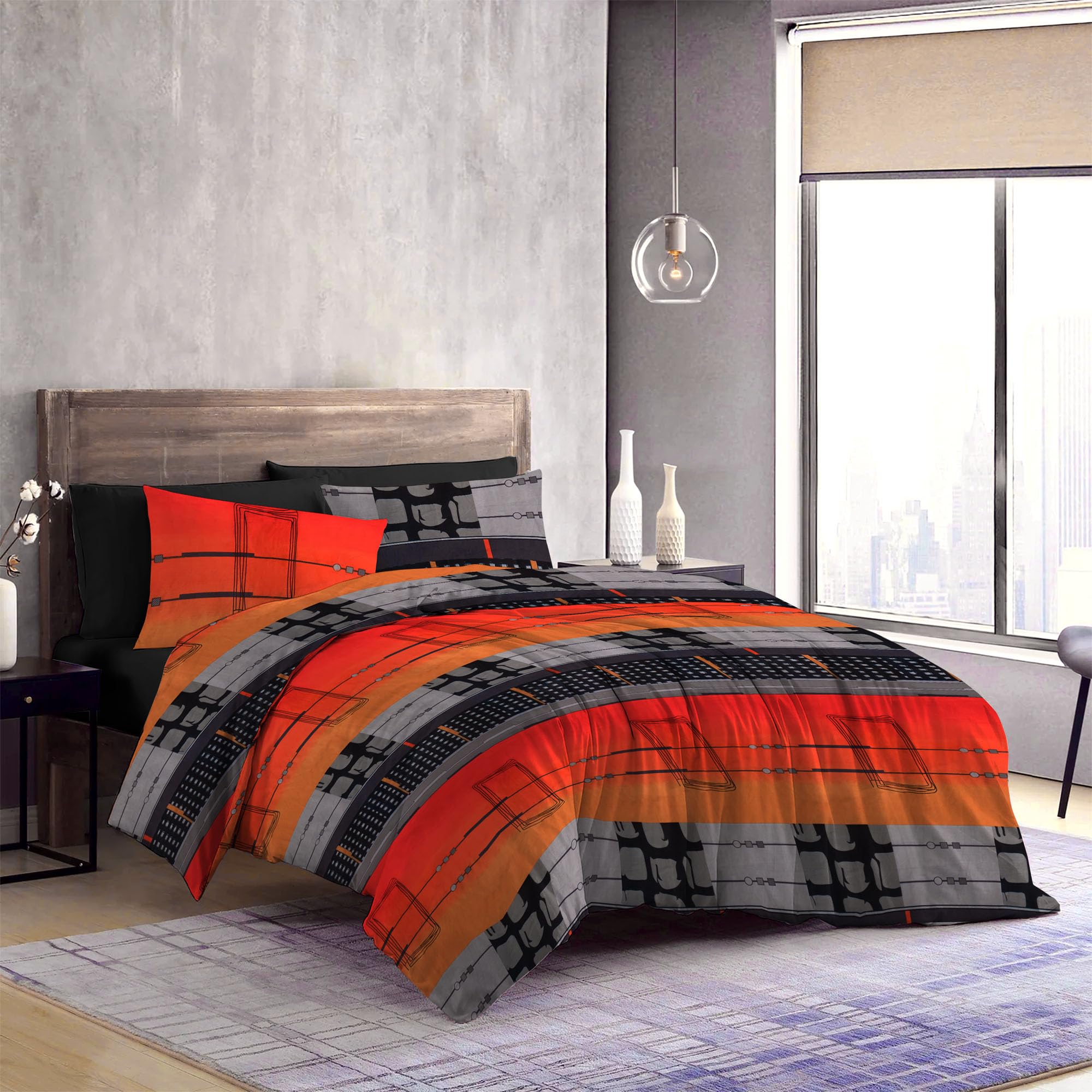 Warp and Weft - Luxurious Bedding Collection: King Size Cotton Bed sheets, Floral Designs, and Cozy cotton bedsheets for King Size Beds - Sunrise (250x270 CM)