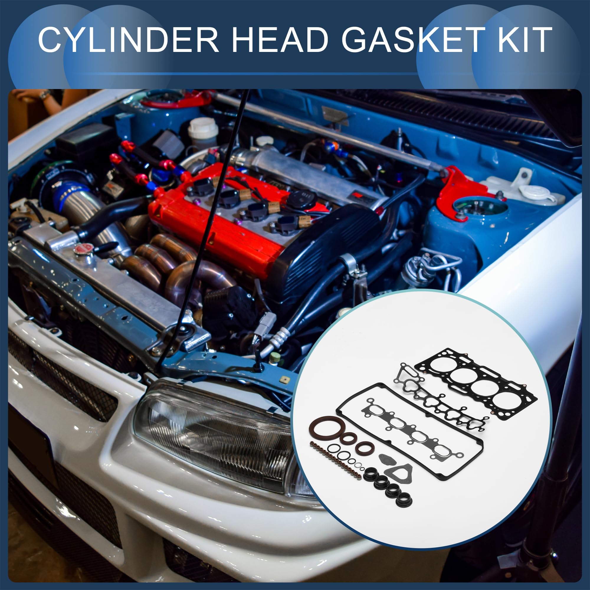 Kit De Juntas De Culata Y Válvula Para Mitsubishi 4G18(CS3A) 1Set | OE MD978141, Material Goma Metal, Color Negro, Alta Temperatura, Buena Elasticidad, Resistente Corrosión, Instalación Fácil