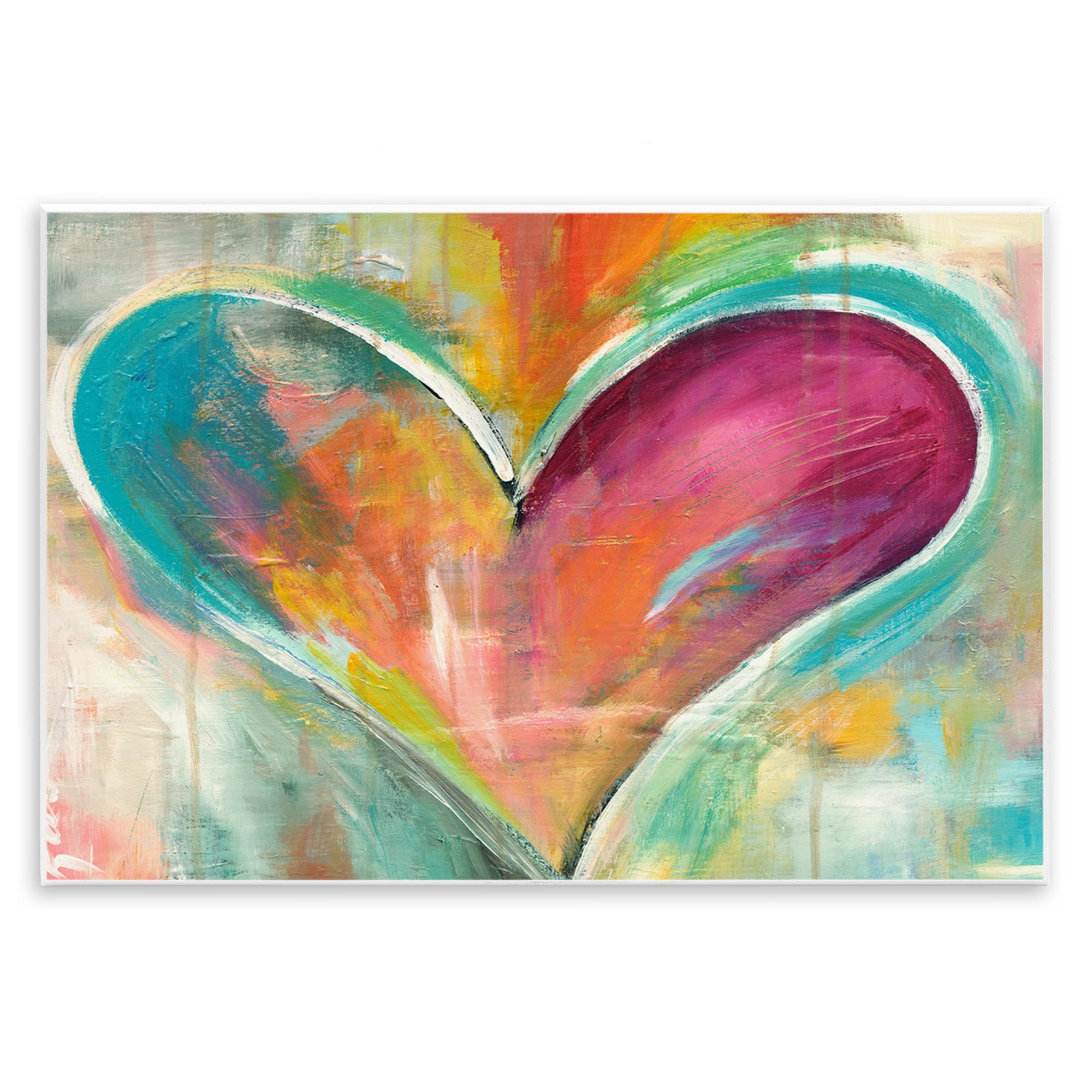 Stupell Industries Abstract Colorful Textural Heart Painting Wall Plaque Art Design By Artist Kami Lerner