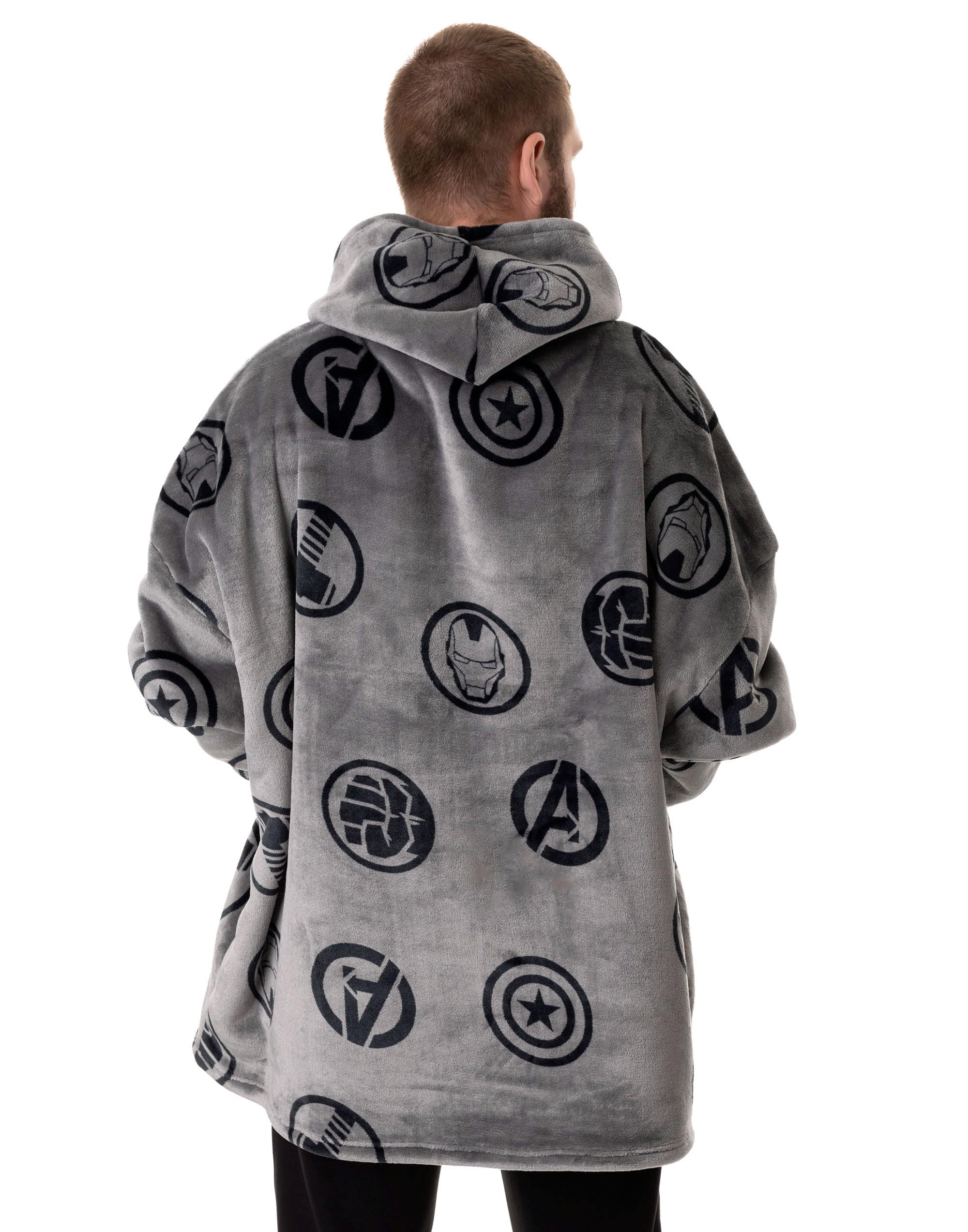 Marvel Avengers Mens Wearable Blanket Hoodie, Grey - Avengers - Image 3