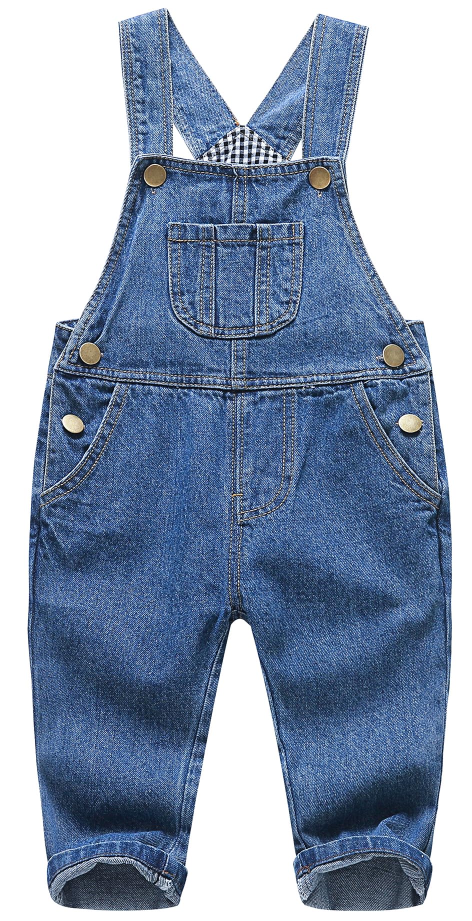 KIDSCOOL Toddler Baby Denim Overalls Ripped Holes Jean Bib Romper Jumpsuit