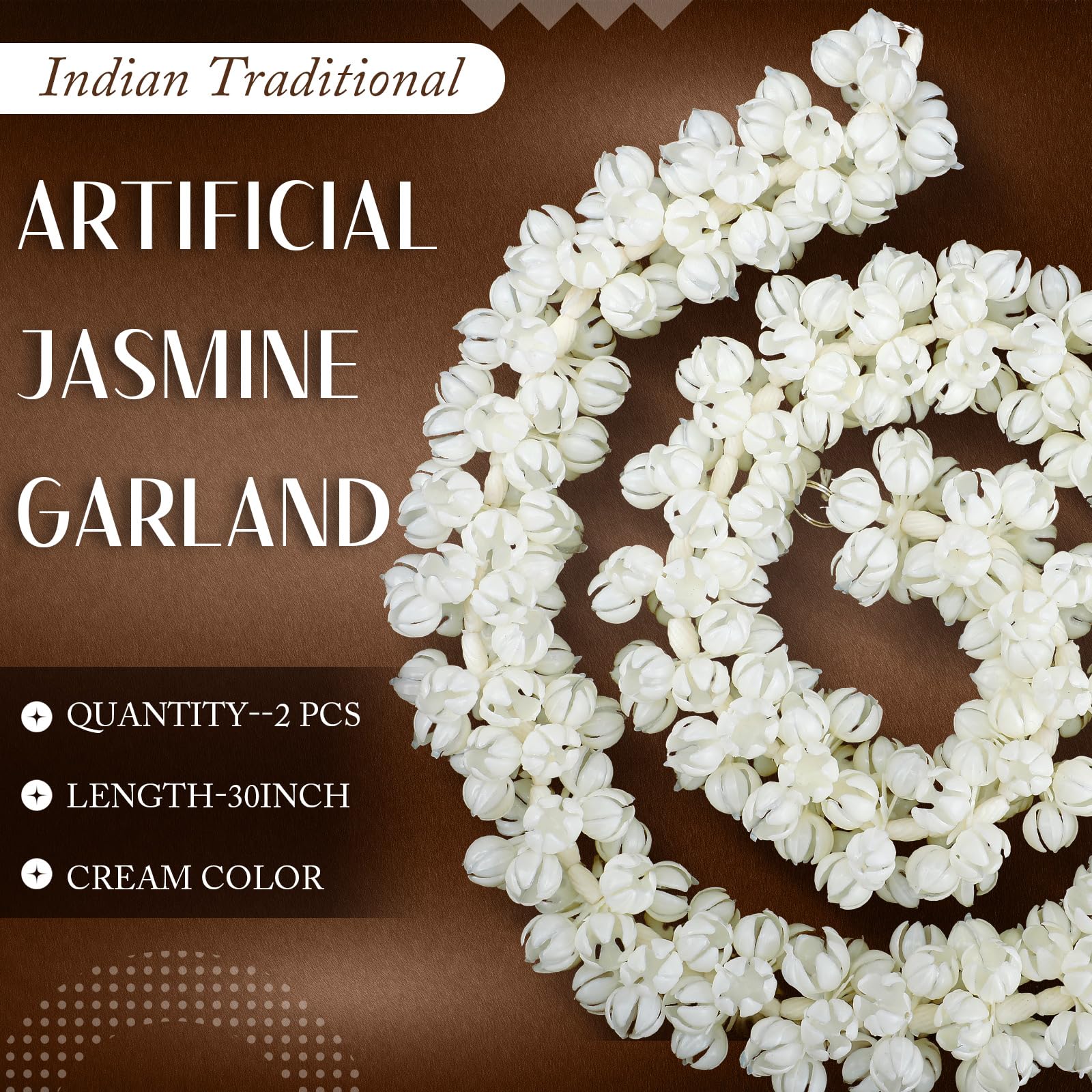 Traditioneller Indischer Haarschmuck Gajra-Dutt – Weiß, Künstliche Blumen, Handgefertigt, Für Frauen
