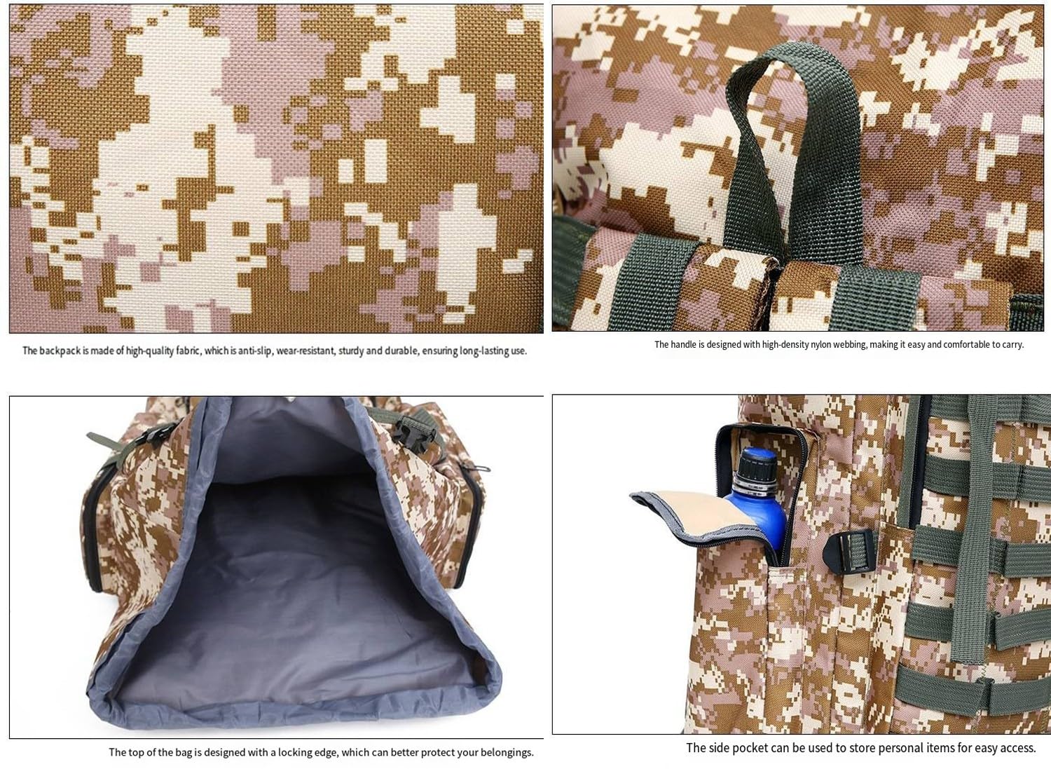 Zaino Tattico Militare Resistente Da 100 Litri Di Campeggio Zaino Da Viaggio Per Sport All'aria Aperta Di Grande Capacità Per Caccia Viaggi Di Lavoro Arrampicata Pesca Alpinismo,Escursionismo E
