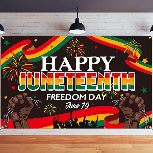 Happy Juneteenth Backdrop Banner 71 x 43 Inch June 19th Freedom Day Background P