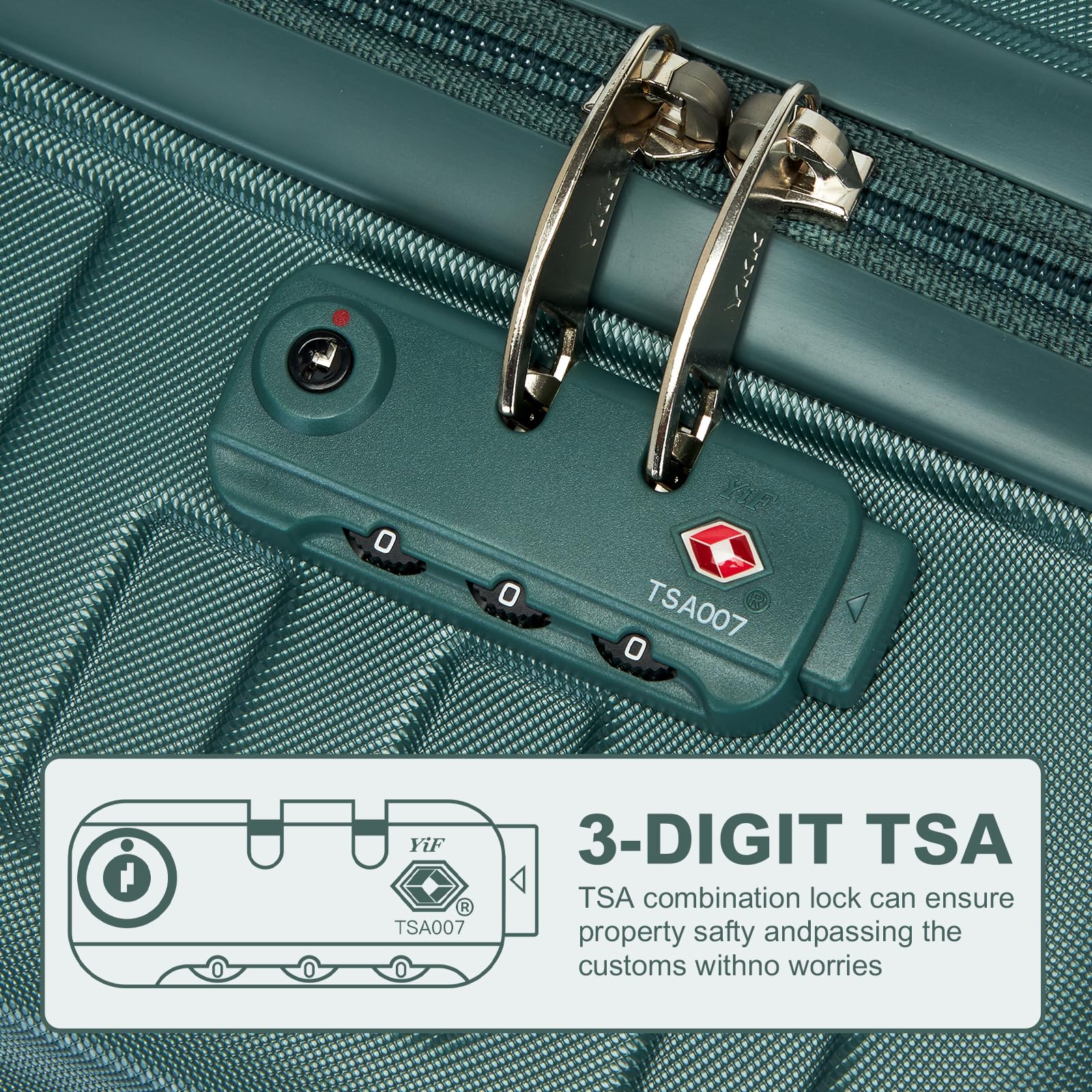 64,5cm Valigia Media Rigida Leggero da Trasportare Trolley Medio Rigido con Ruote e Serratura TSA,Verde