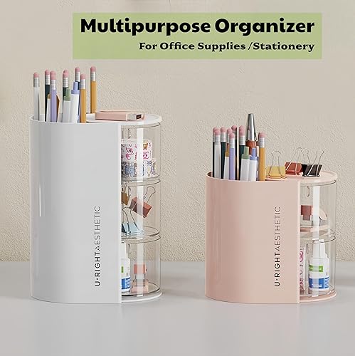 Miniatura 4 de Organizador de accesorios para el cabello con 2 ganchos y 6 calcomanías aleatorias, soporte giratorio para cepillos de cabello, organizador de