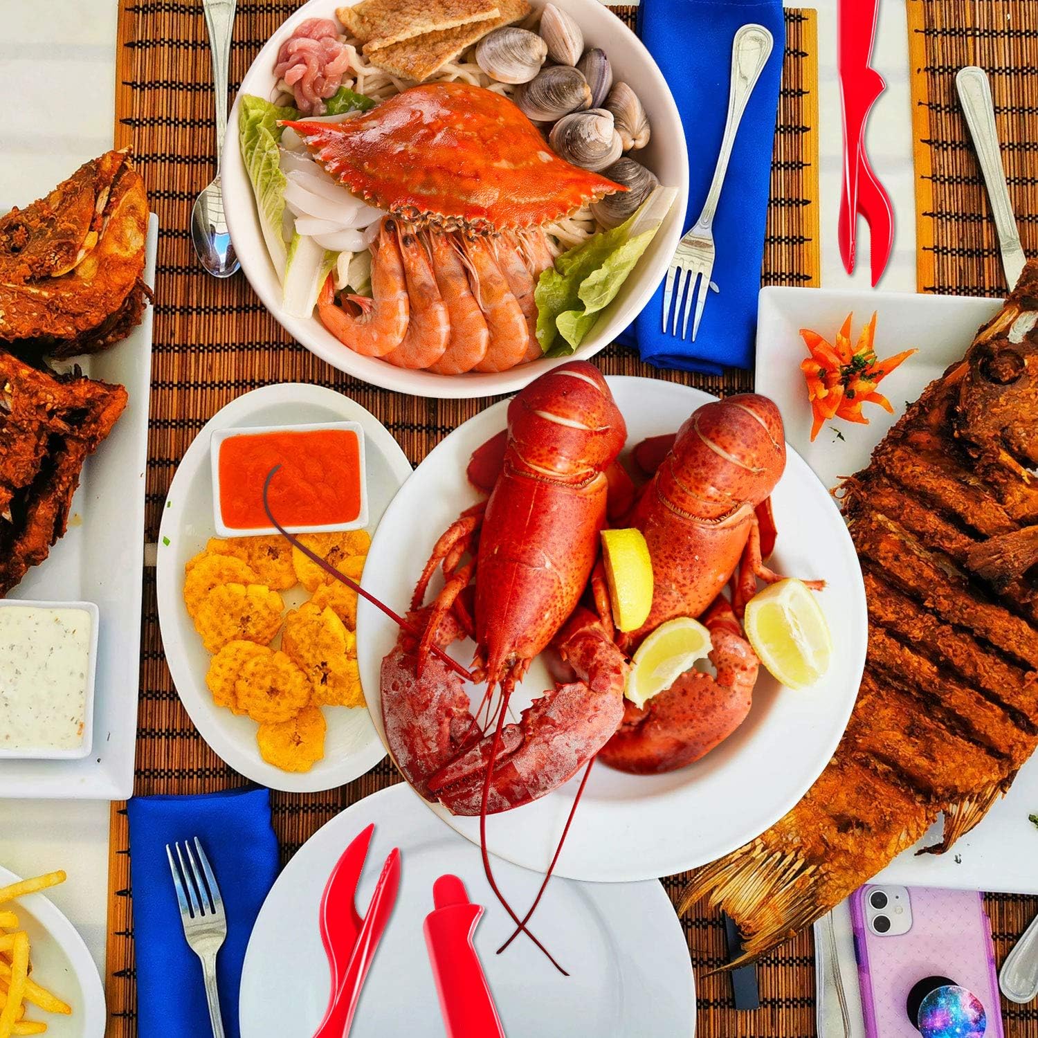 6Pcs Crab Legs Crackers - Crackers Picks Tools Set for Lobster, Crab, Crawfish, Prawns, Shrimp, Easy Opener Shellfish picks knife, Seafood Tools