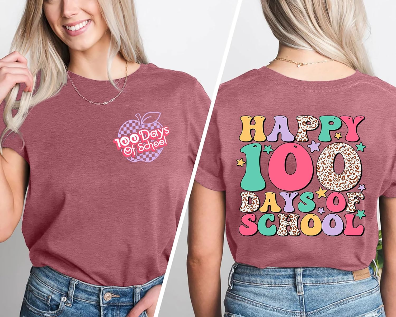 Happy 100 Days of School Teacher Shirt Women: Teacher T Shirts Kindergarten Teacher Gifts 100 Days Celebration Tops - Image 3