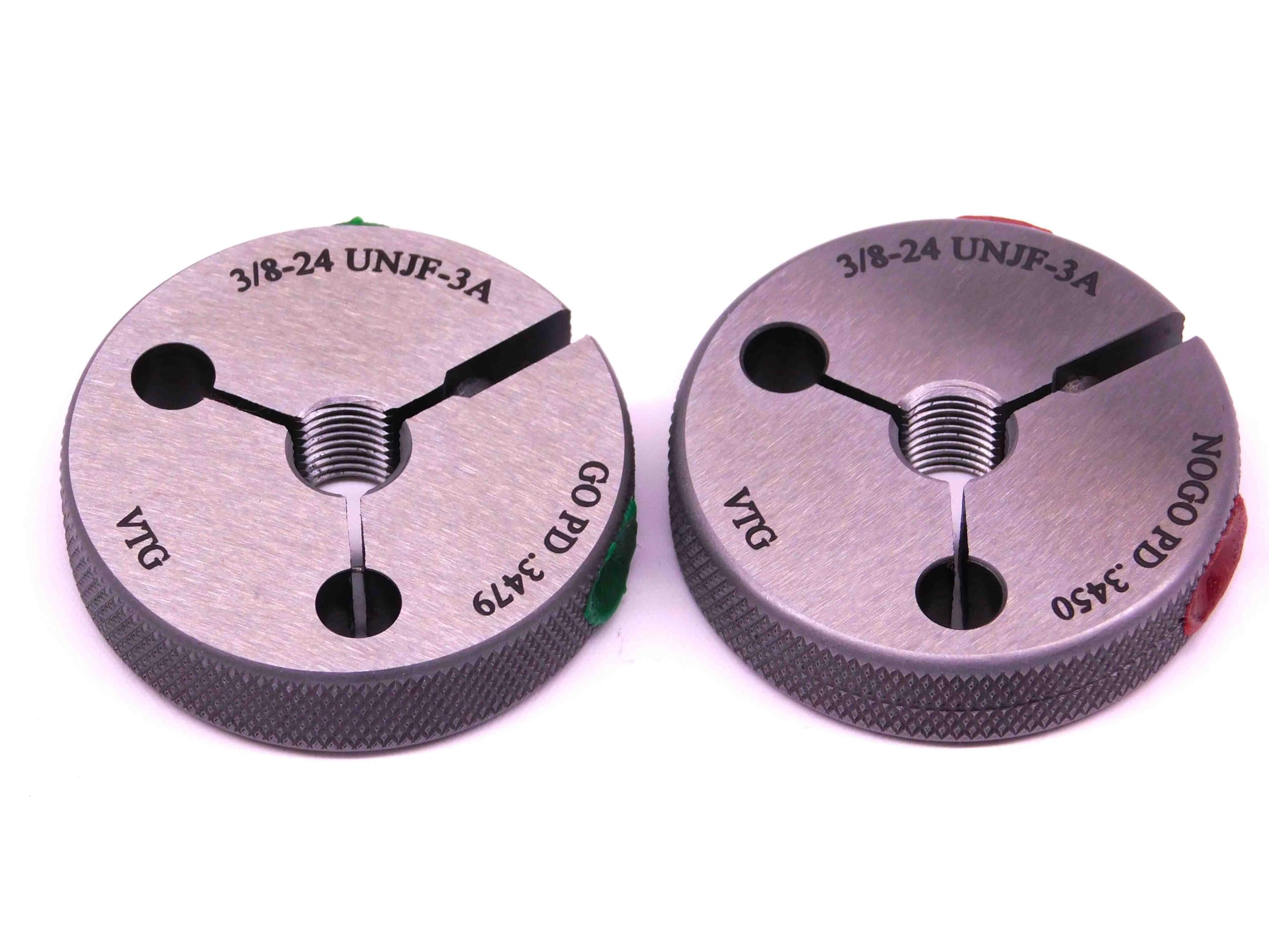 New 3/8 24 UNJF 3A Vermont Thread Ring GAGES .375 GO NO GO PD'S = .3479 & .3450 - MS7148VTG