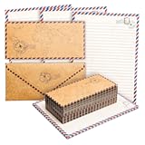 48 Pack Letter Writing Stationary Paper and Envelopes Set, Vintage Travel Design (6.9 x 9.25 In)