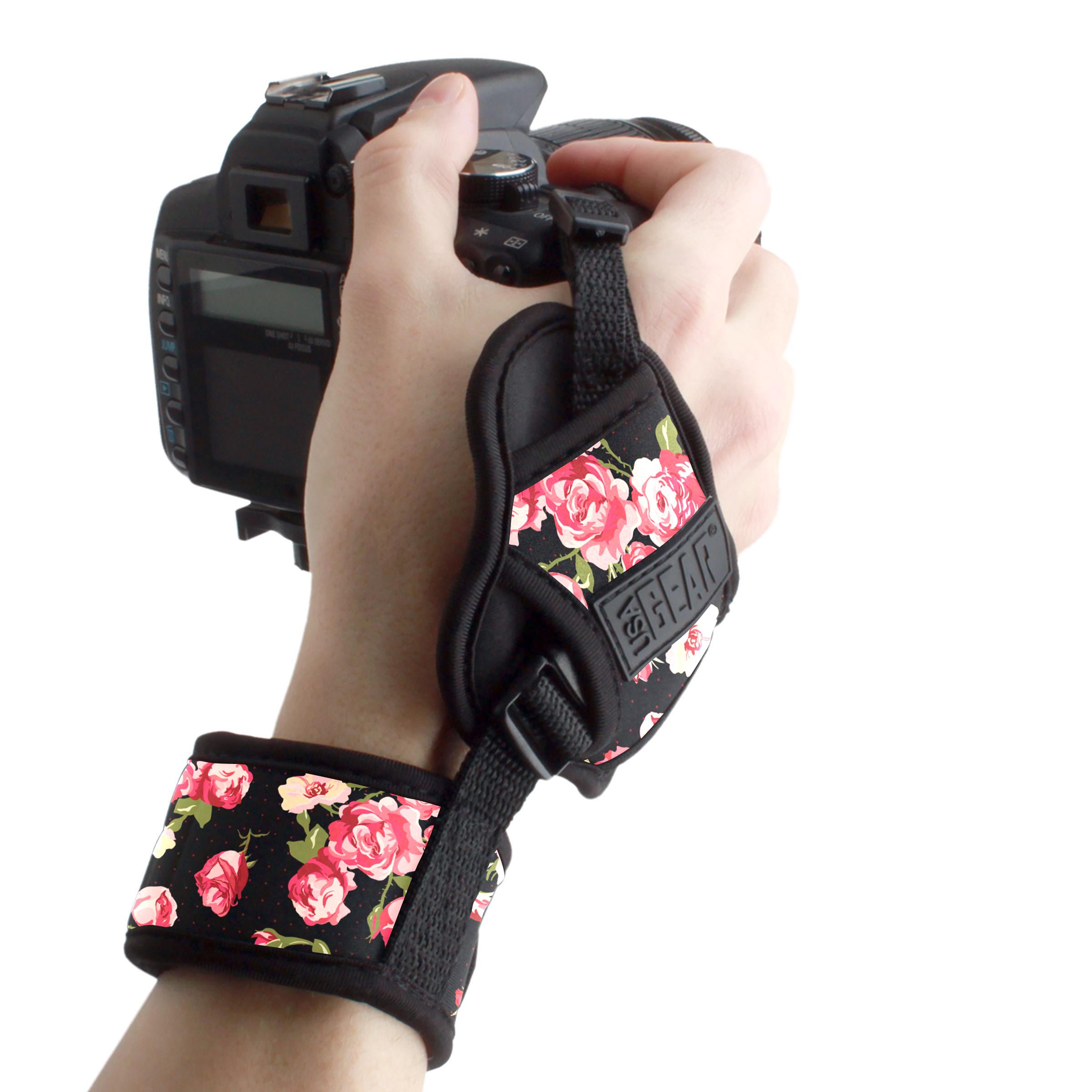Usa Gear Unisex Floral Professional Camera Wrist Strap With Padded Neoprene Design And Metal Plate - Compatible With Canon, Fujifilm, Nikon, Sony And More Dslr, Mirrorless, Point And Shoot Cameras