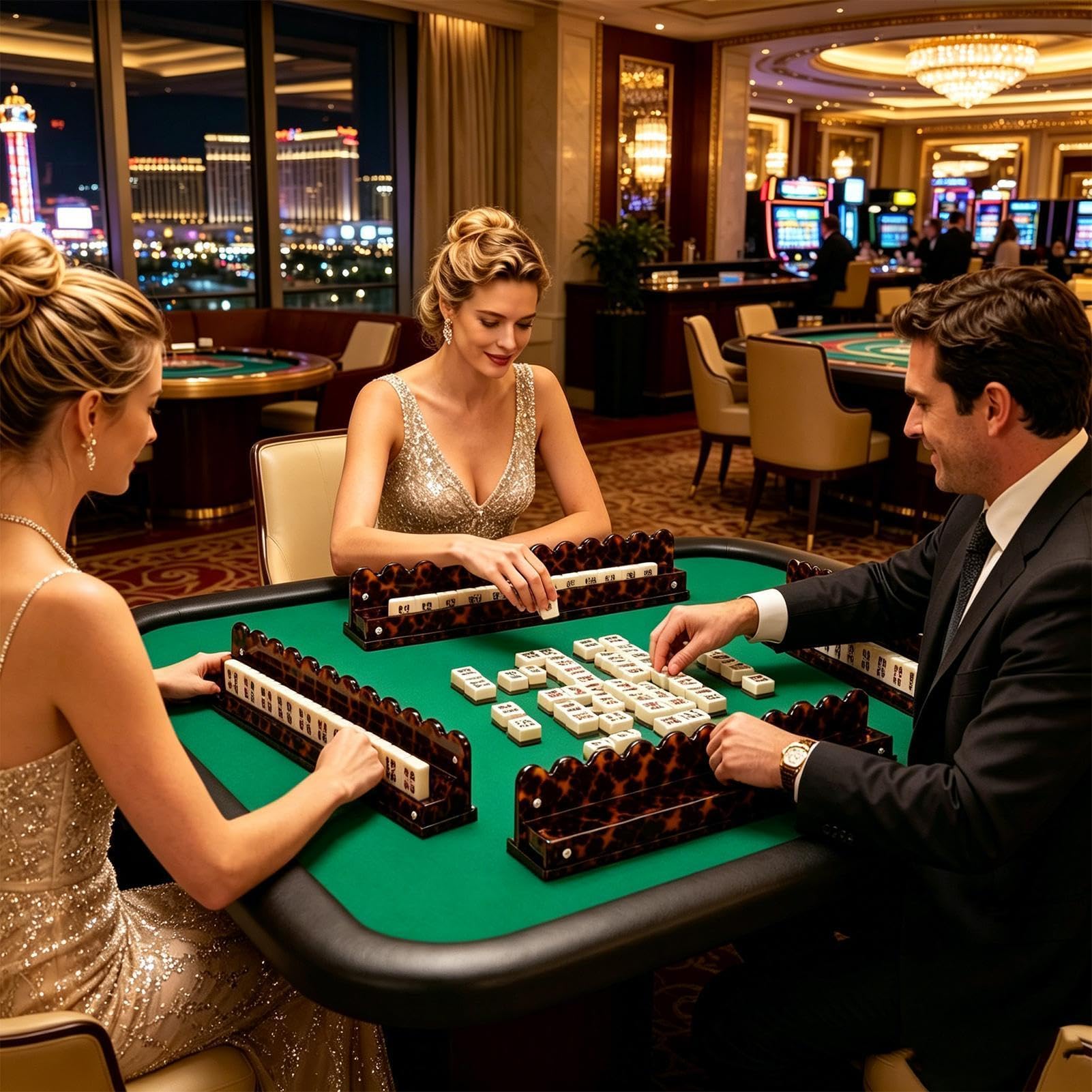 Portatessere Mahjong Smerlati Con Spingitori 4 Pezzi Supporto In Acrilico | Portatessere Mahjong Smerlati Acrilici Per casa vacanza tavolo da feste attività al