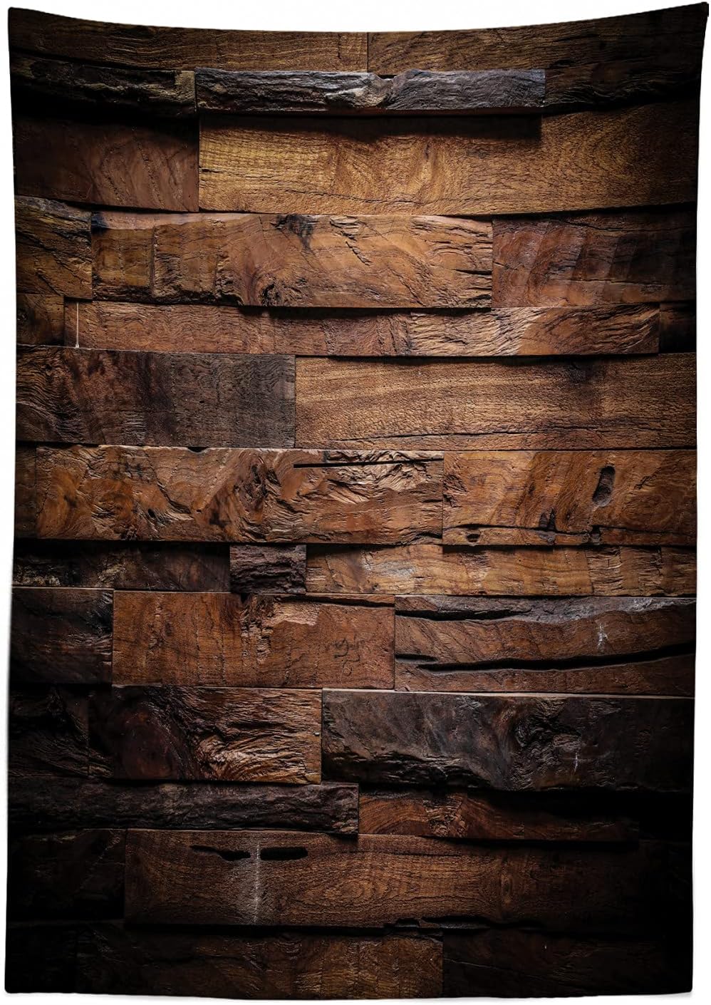 Ambesonne Chocolate Tablecloth, Rough Dark Timber Texture Image Rustic Country Theme Hardwood Carpentry, Rectangular Table Cover for Dining Room Kitchen Decor, 60" X 84", Dark Brown 60" X 84" Dark Brown