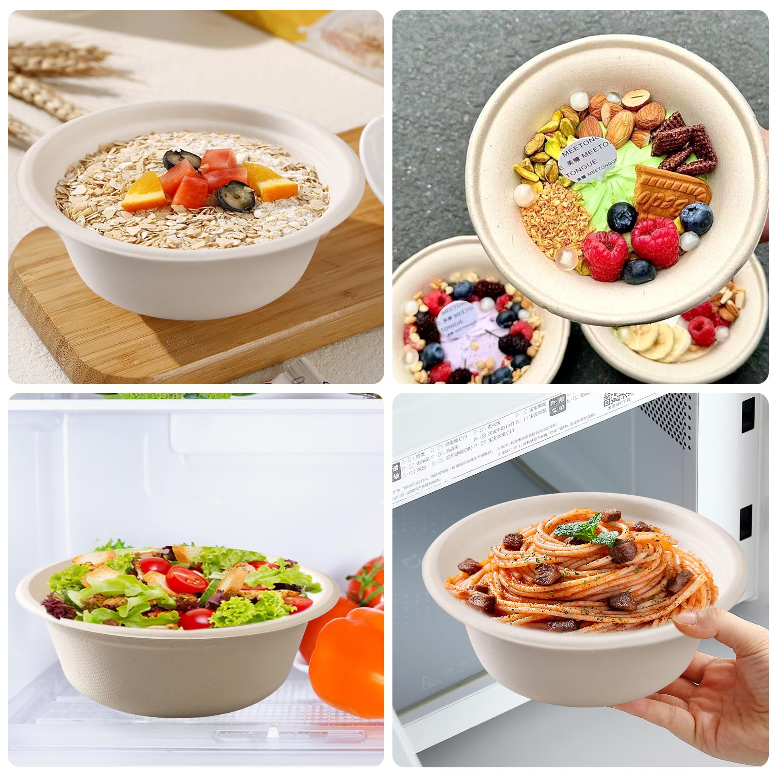 100 cuencos desechables para sopa, 500 ml, cuencos de cartón para sopas, platos soperos desechables, biodegradables