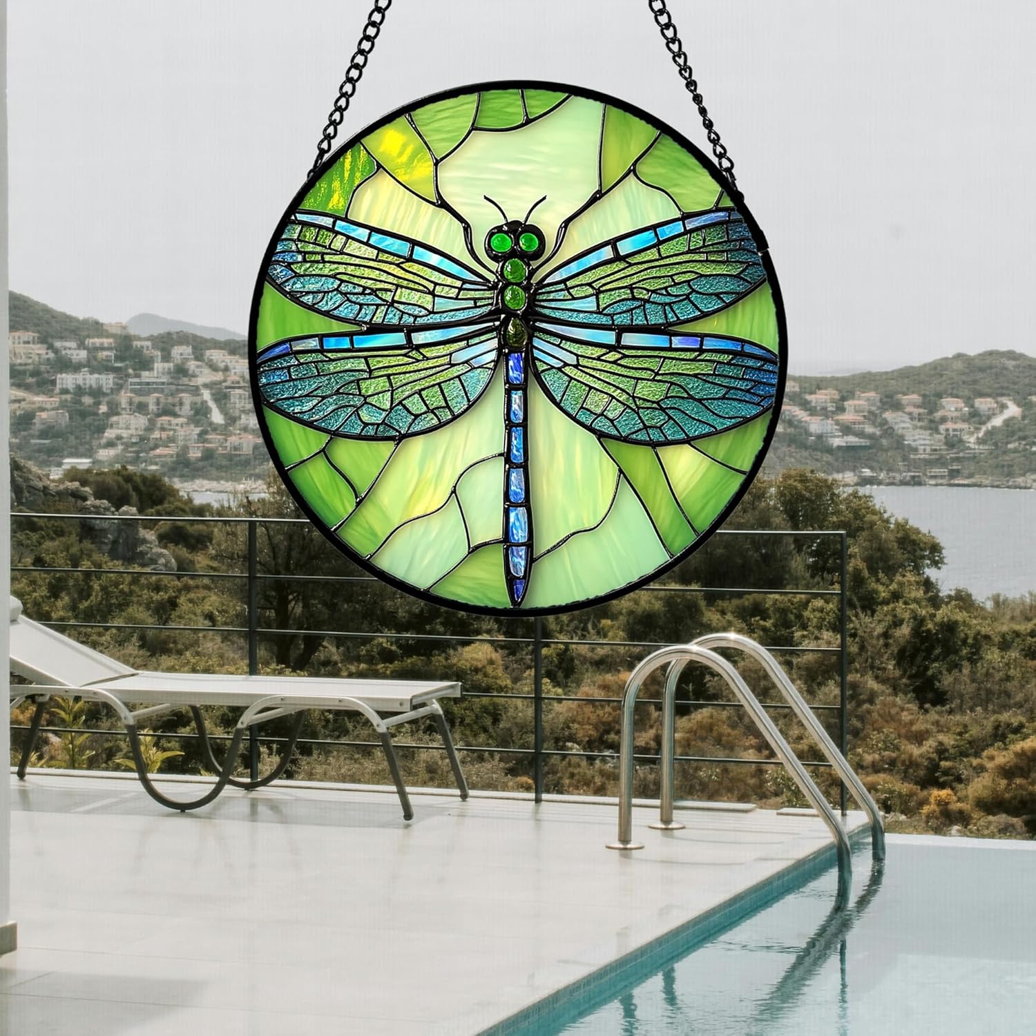 Stained Glass Window Hanging 4 Pcs Set Butterfly Dragonfly Bee Ladybug 6.3" - Suncatcher Door Garden Sun Catcher Decor Birthday Mother's Day for Mom Woman Nana Men