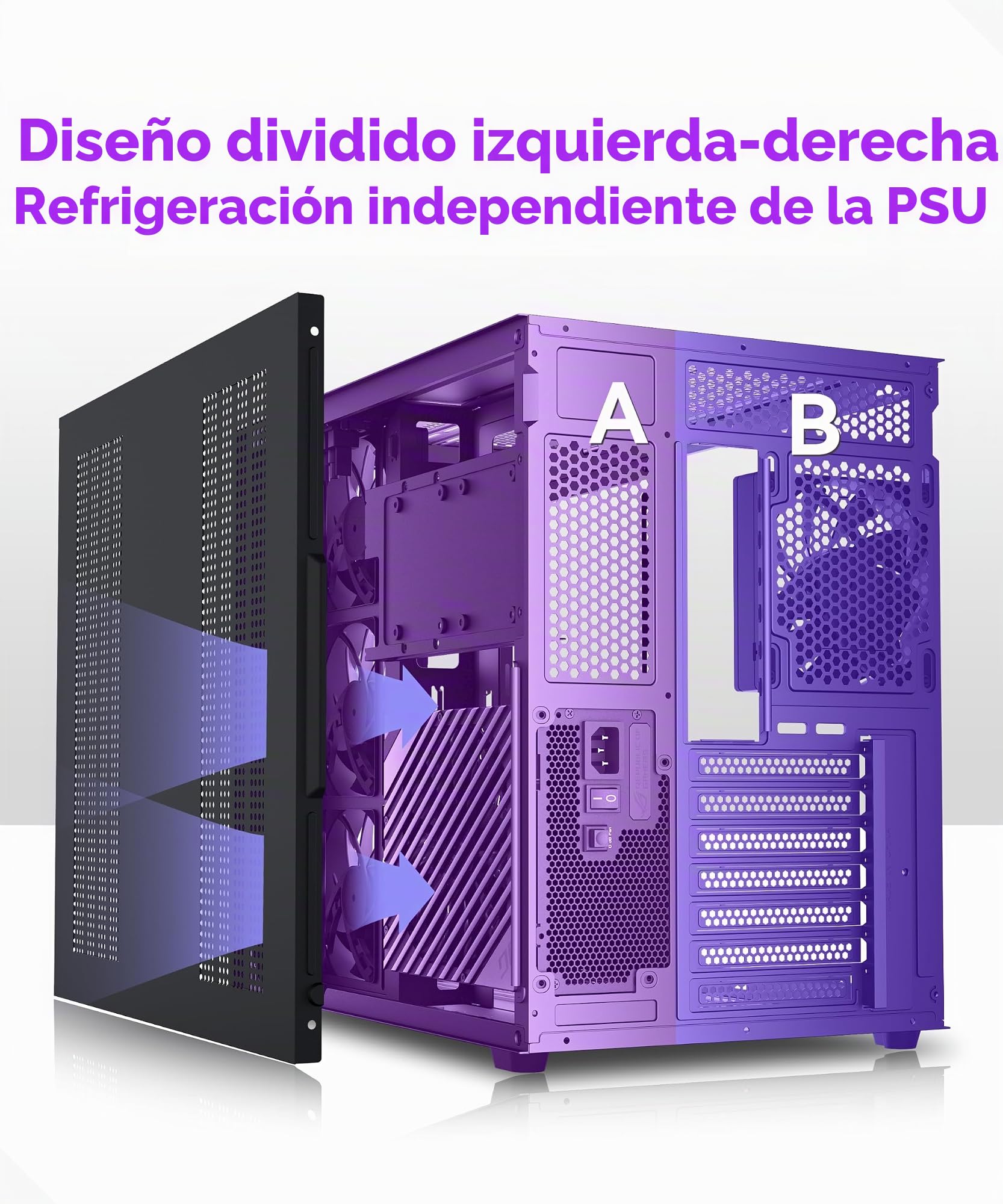 MUSETEX Y6 Caja PC ATX Torre Mediana Gaming con Tipo-C Cristal Templado 270° Negro