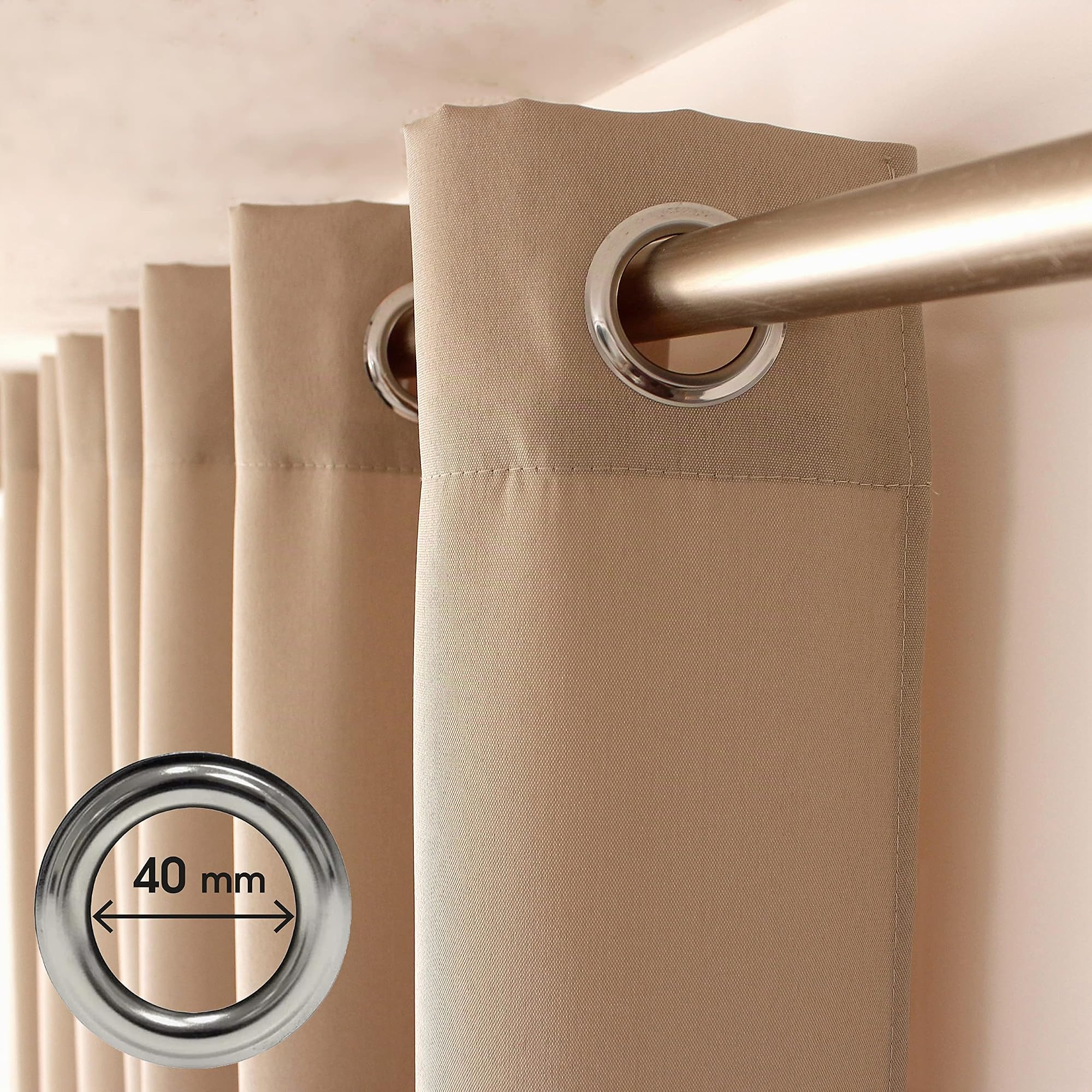 ED ENJOY HOME Rideau Décoratif à Œillets argentés, 140x240 cm, Bleu Marine, 100% Polyester, Satiné, Collection Basic (Lot de 4)
