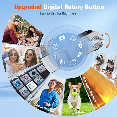 Miniatura 4 de Bifevsr Cámara digital 4K con tarjeta SD, cámara de vlogging de 48 MP con visor de marcación flash, cámara para fotografía y enfoque automático de