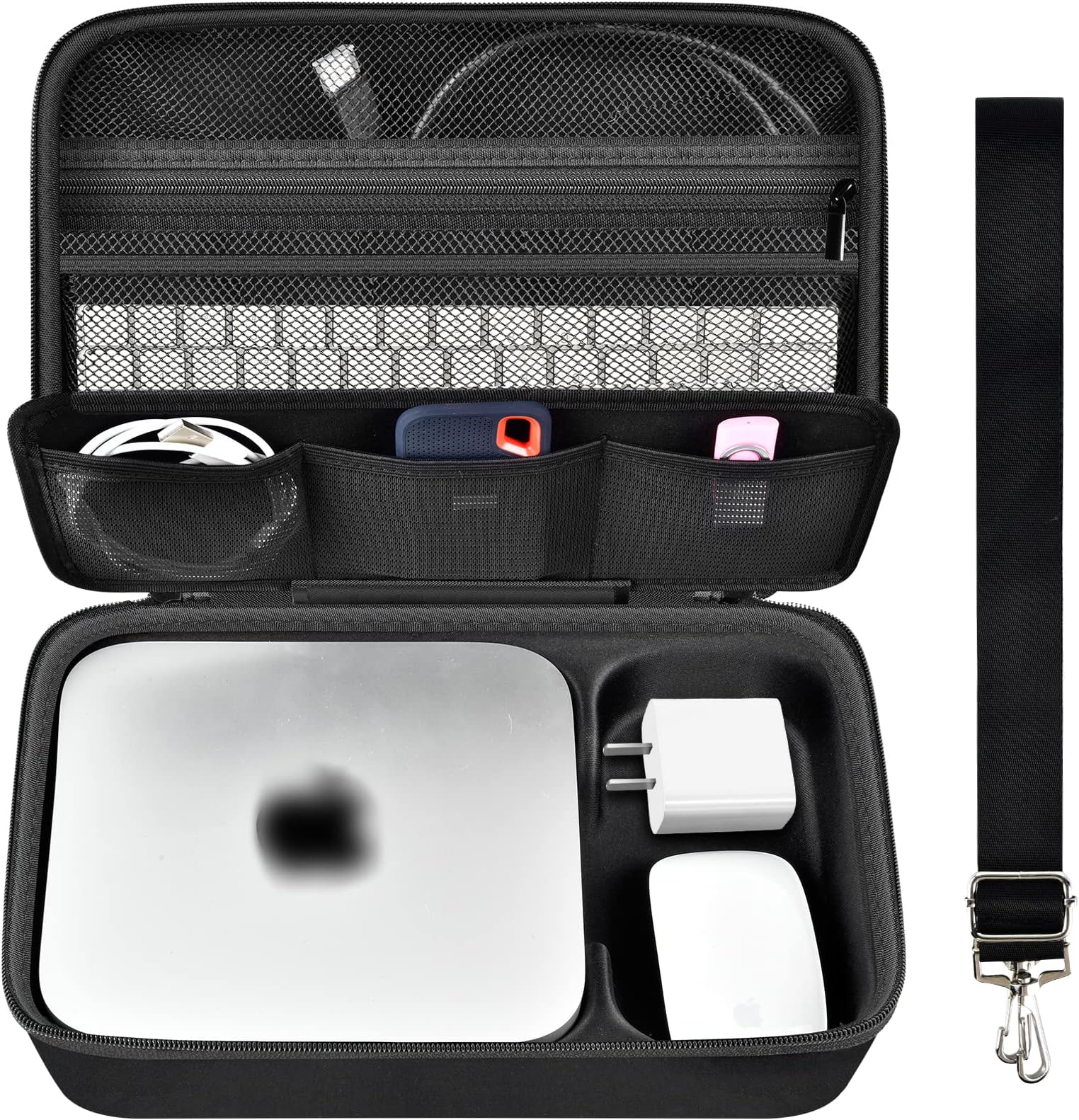 Case Compatible with Apple 2023 Mac Mini M2/Mac Mini M1 Pro Previous Model Desktop Computer, Hard Electronics Organiser Suitable for Keyboard, Magic Mouse, Charger and Accessories (Box Only) (Black)