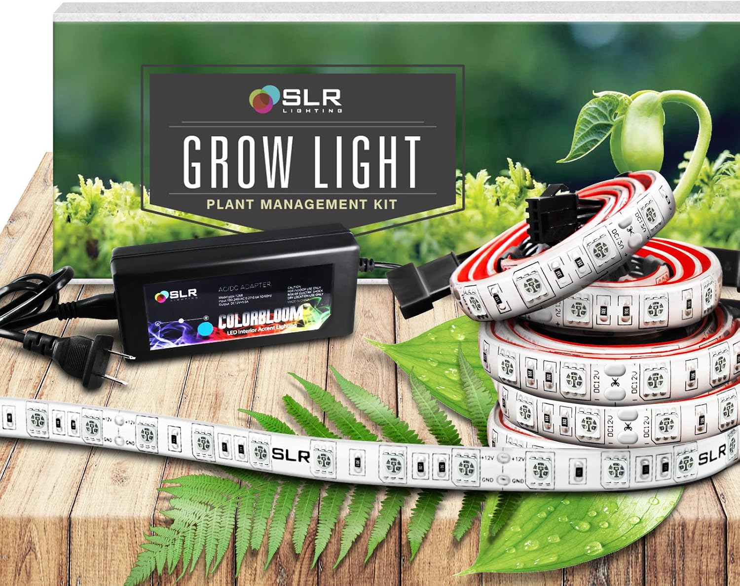 SLR 5pc 20 Inch LED Strips Grow Light, Full Spectrum, for Indoor Plants, Desk Plant, Gardens, Greenhouses, Vegetables, Herbs, Flowers for Hydroponics and Horticulture [Full Kit w/Plug]