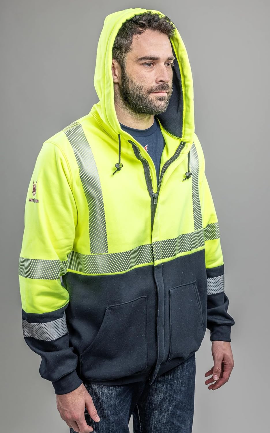 DRIFIRE Unisex Adult Drifire Fr Hi-vis Hybrid Zip Hoodie Class 3