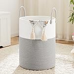 Artfeel Laundry Basket,Woven Cotton Rope Laundry Hamper,40L for Decorative Storage of Dirty Clothes,Toys and Blankets in Bathroom,Baby Room and Living Room