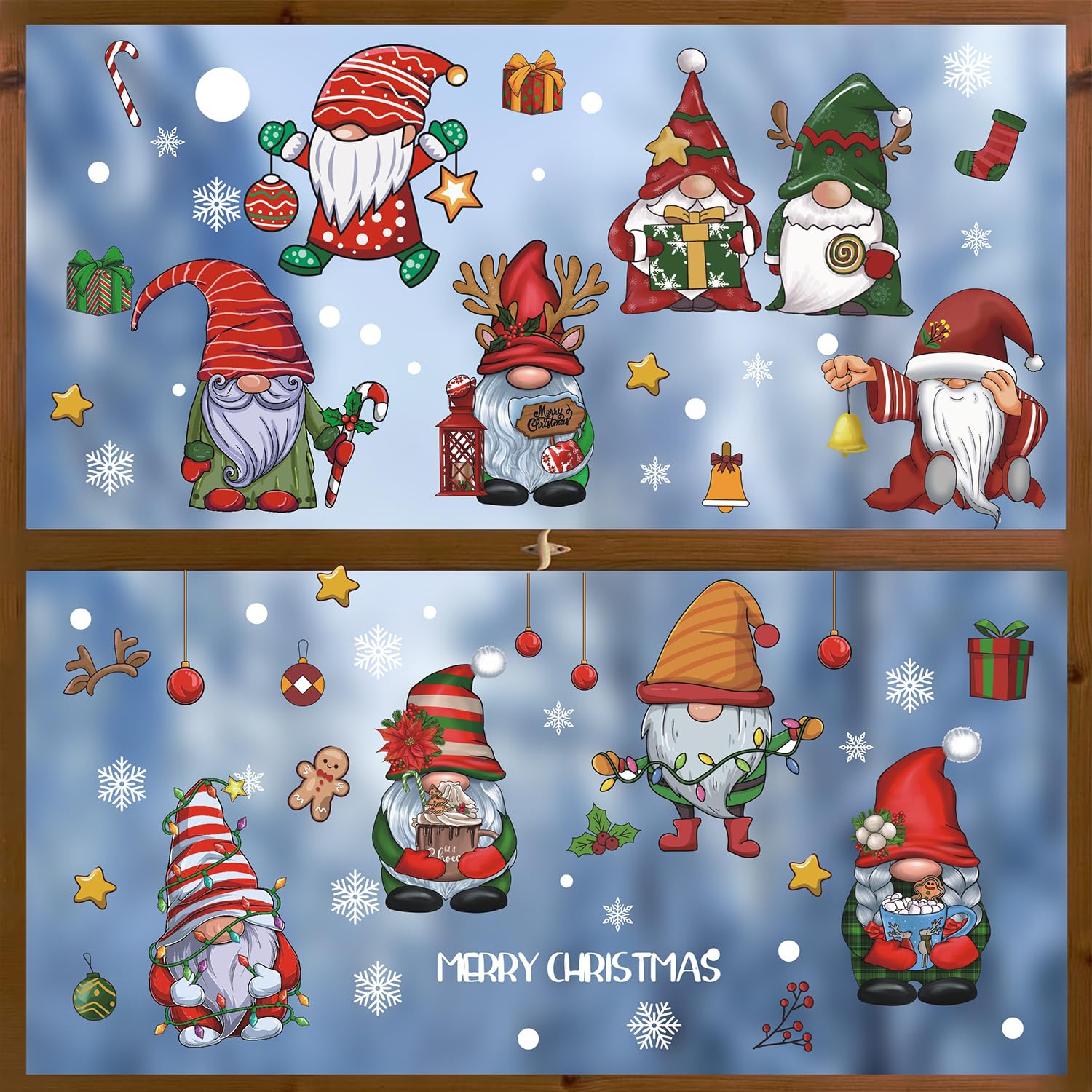 Set Di 6 Adesivi Murali Natalizi 3D, Babbo Natale, Pupazzo Di Neve, Renne - Rimovibili, Per Camera Bambini