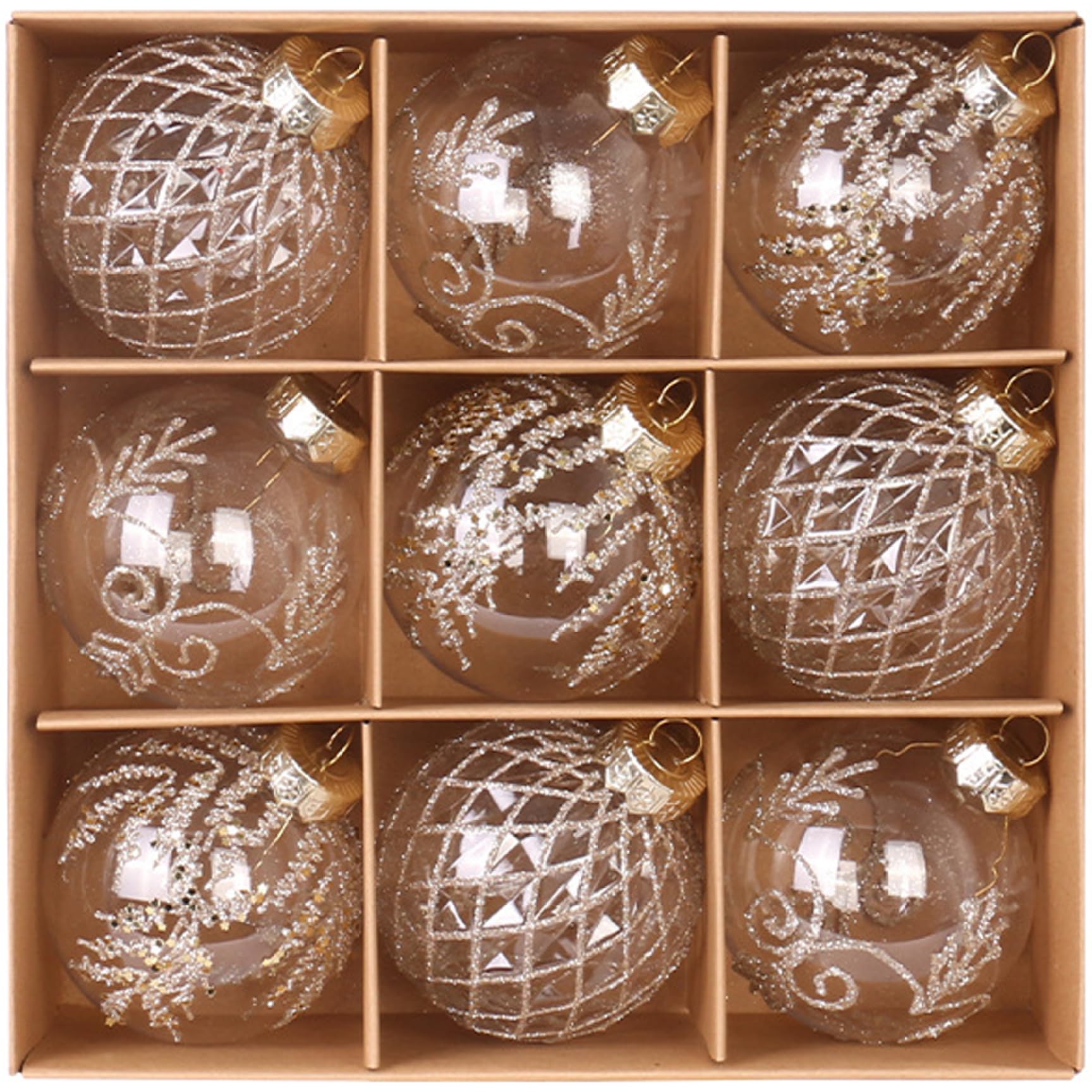 9PCS Clear Christmas Ornaments Balls Plastic Clear Ornaments Lightweight DIY Christmas Ornaments for Xmas Tree,Holiday, Wedding, Party,Champagne
