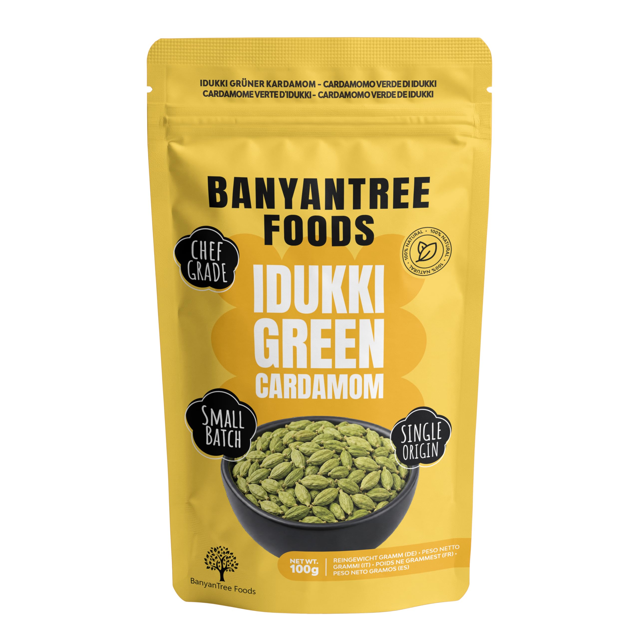 BanyanTree Foods Cardamomo Verde Entero (Green Cardamom Whole),100g
